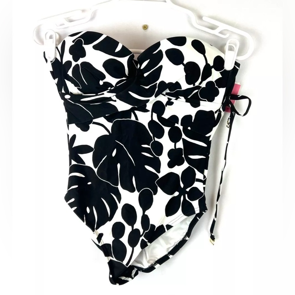 Kate Spade Women’s Black/White Bandeau One Piece Swimsuit Size Small